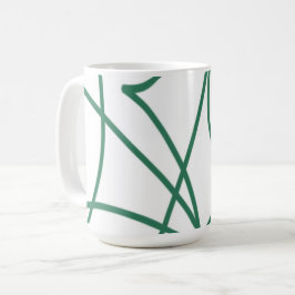 Moderne lijnkunst: Groen op Wit Koffiemok