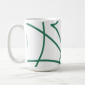 Moderne lijnkunst: Groen op Wit Koffiemok (Links)
