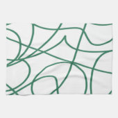 Moderne lijnkunst: Groen op Wit Theedoek (Horizontaal)