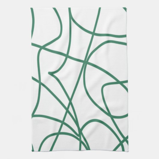 Moderne lijnkunst: Groen op Wit Theedoek (Verticaal)