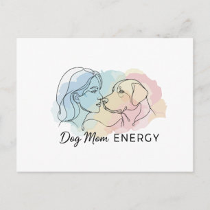 Moderne Lijnkunst Hond Moeder Energie Waterverf Briefkaart
