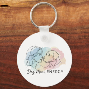 Moderne Lijnkunst Hond Moeder Energie Waterverf Sleutelhanger