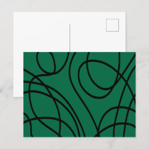 Moderne lijnkunst in groen en zwart briefkaart