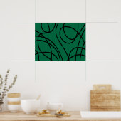 Moderne lijnkunst in groen en zwart poster (Keuken)