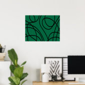 Moderne lijnkunst in groen en zwart poster (Thuiskantoor)