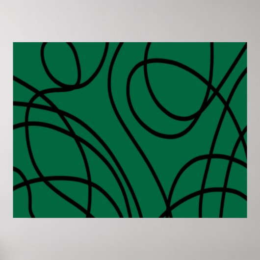 Moderne lijnkunst in groen en zwart poster (Voorkant)