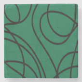 Moderne lijnkunst in groen en zwart stenen onderzetter (Voorkant)
