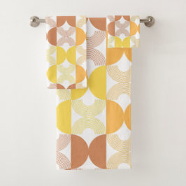 Moderne lijnkunst Middelste eeuw bruin en geel Bad Handdoek
