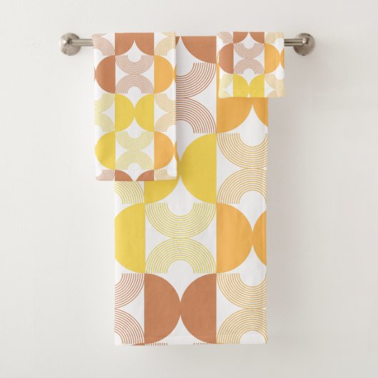 Moderne lijnkunst Middelste eeuw bruin en geel Bad Handdoek (Insitu)