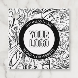 Moderne lijnkunst & uw logo met bewerkbare tekst bedankjes labels