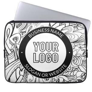Moderne lijnkunst & uw logo met bewerkbare tekst laptop sleeve
