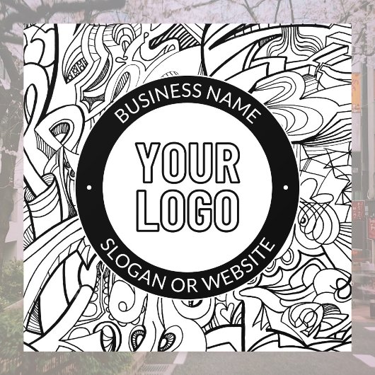 Moderne lijnkunst & uw logo met bewerkbare tekst raamsticker