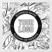 Moderne lijnkunst & uw logo met bewerkbare tekst raamsticker (Vel)
