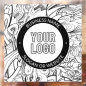 Moderne lijnkunst & uw logo met bewerkbare tekst raamsticker (Vel 2)