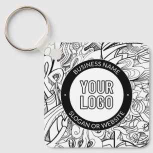 Moderne lijnkunst & uw logo met bewerkbare tekst sleutelhanger