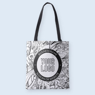 Moderne lijnkunst & uw logo met bewerkbare tekst tote bag