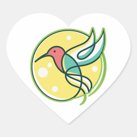 Moderne Lijnkunst Vogel Hart Sticker (Voorkant)