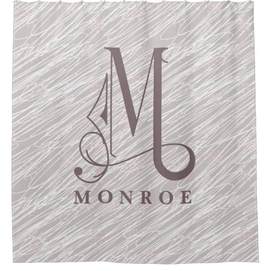 Moderne lijnpatroonachtergrond groot monogram M Douchegordijn (Voorkant)