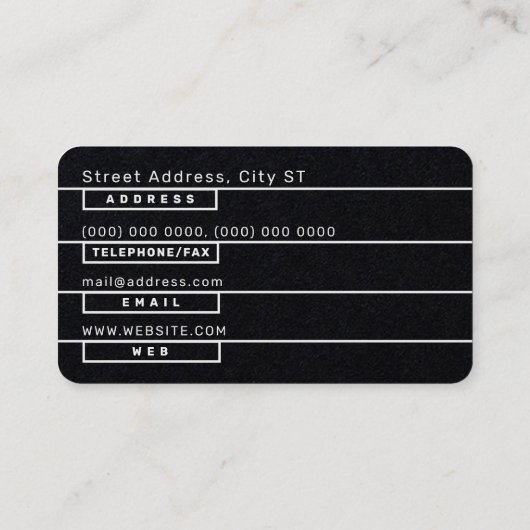 Moderne lijnsecties zwart visitekaartje (Achterkant)