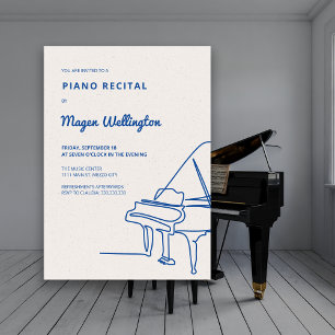 Moderne Lijntekening Grand Piano Recital Kaart