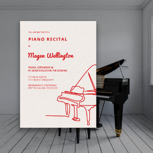 Moderne Lijntekening Grand Piano Recital Kaart