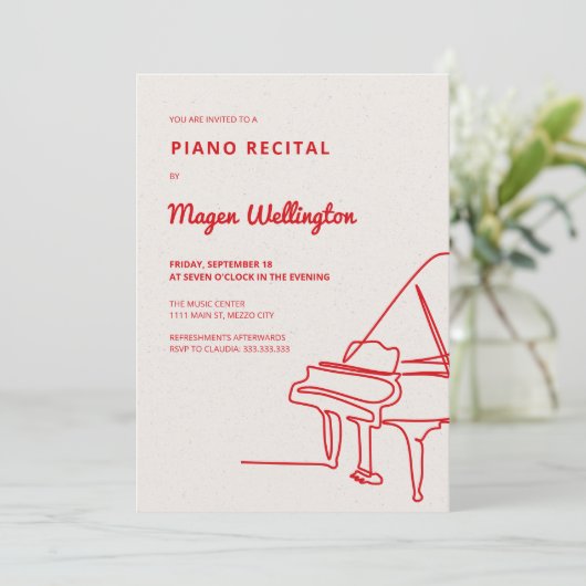 Moderne lijntekening Grand Piano recital Kaart (Staand voorkant)