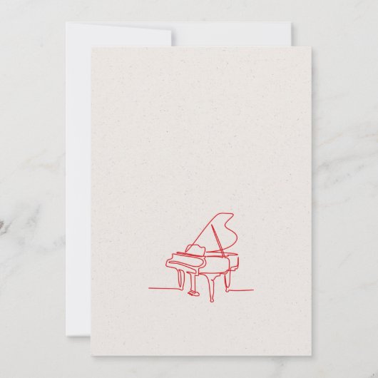 Moderne lijntekening Grand Piano recital Kaart (Achterkant)