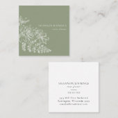 Moderne lijntekening Groen Vierkante Visitekaartje (Voorkant / Achterkant)