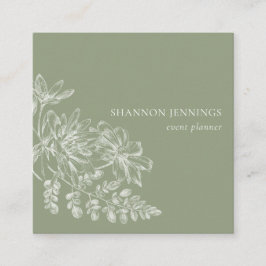 Moderne lijntekening Groen Vierkante Visitekaartje