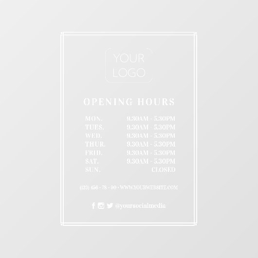 Moderne Lijst aangepaste kantooruren voor Logo Raamsticker (Vel)