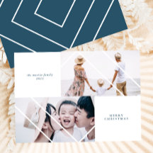 Moderne Lijst blauw kerstfotokaart