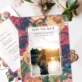 Moderne Lijst Boho Antiek Rozen Editable Foto Save The Date