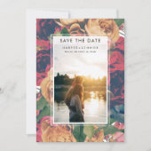 Moderne Lijst Boho Antiek Rozen Editable Foto Save The Date (Voorkant)