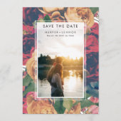 Moderne Lijst Boho Antiek Rozen Editable Foto Save The Date (Voorkant)