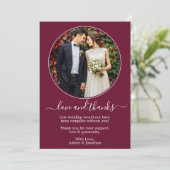 Moderne Lijst Burgundy Wedding Bedankkaart (Staand voorkant)