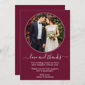 Moderne Lijst Burgundy Wedding Bedankkaart (Voorkant / Achterkant)
