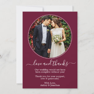 Moderne Lijst Burgundy Wedding Bedankkaart
