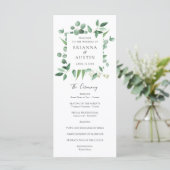 Moderne Lijst Eucalyptus Leaves Wedding Programmakaart (Staand voorkant)