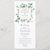 Moderne Lijst Eucalyptus Leaves Wedding Programmakaart (Voorkant)