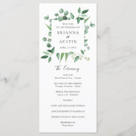 Moderne Lijst Eucalyptus Leaves Wedding Programmakaart