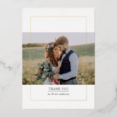 Moderne Lijst Foto bruiloft Hartelijk dank Folie Uitnodiging (Voorkant)