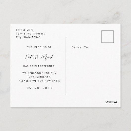 Moderne Lijst foto bruiloft Verander de datum Briefkaart (Achterkant)