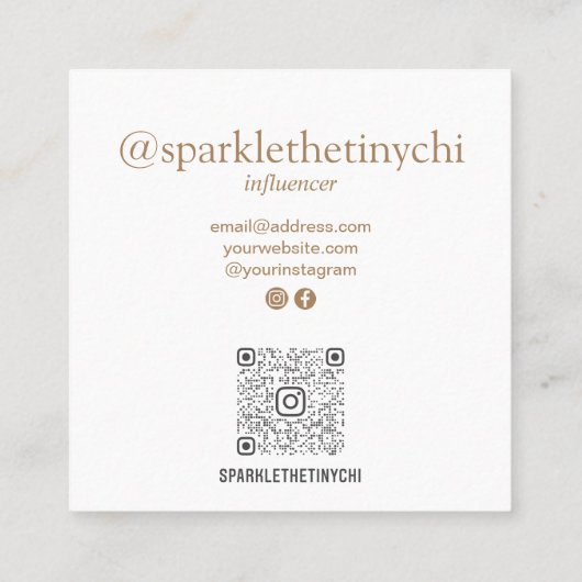 Moderne Lijst Foto scannable QR Code Vierkante Visitekaartje (Achterkant)
