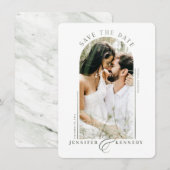 Moderne Lijst foto's Sage Green Marble Back Save The Date (Voorkant / Achterkant)