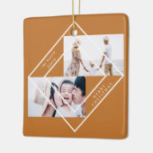 Moderne Lijst Gold twee-fotografie voor kerstmis Keramisch Ornament (Links)