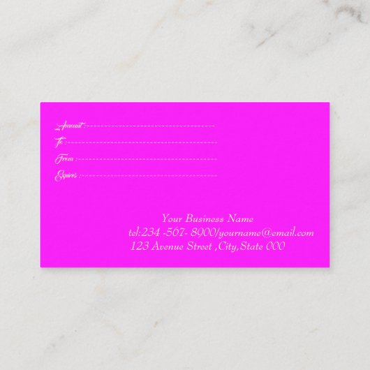 Moderne Lijst, gouden Confetti roze fluorescerend Kortingskaartje (Achterkant)