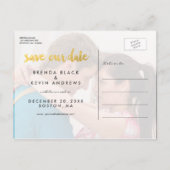 Moderne Lijst Gouden Foto Save the Date Briefkaart (Achterkant)