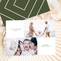 Moderne Lijst Green-kerstfotokaart