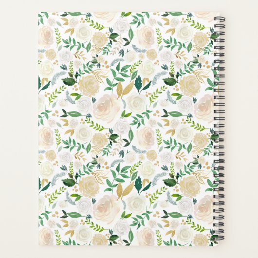 Moderne Lijst Greenery Ivory Gold Floral Wedding Planner (Achterkant)