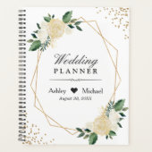 Moderne Lijst Greenery Ivory Gold Floral Wedding Planner (Voorkant)